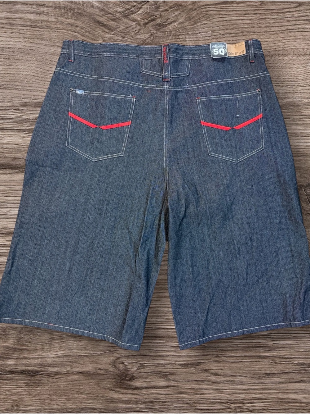 Akademiks black Denim Shorts with Red Pocket Trim nwt 50” Y2K